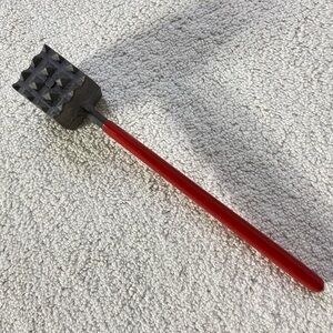 Vintage Red Handled Metal Meat Tenderizer